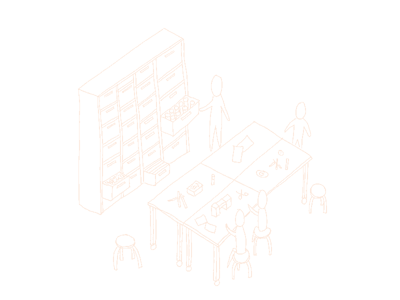 Kinderen maken iets in het atelier